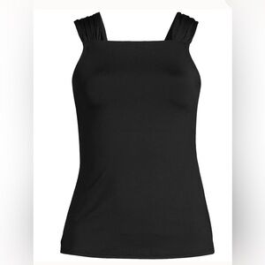 Land’s End Women's Cap Sleeve High Neck Tankini Black Size 16W NEW with tags
